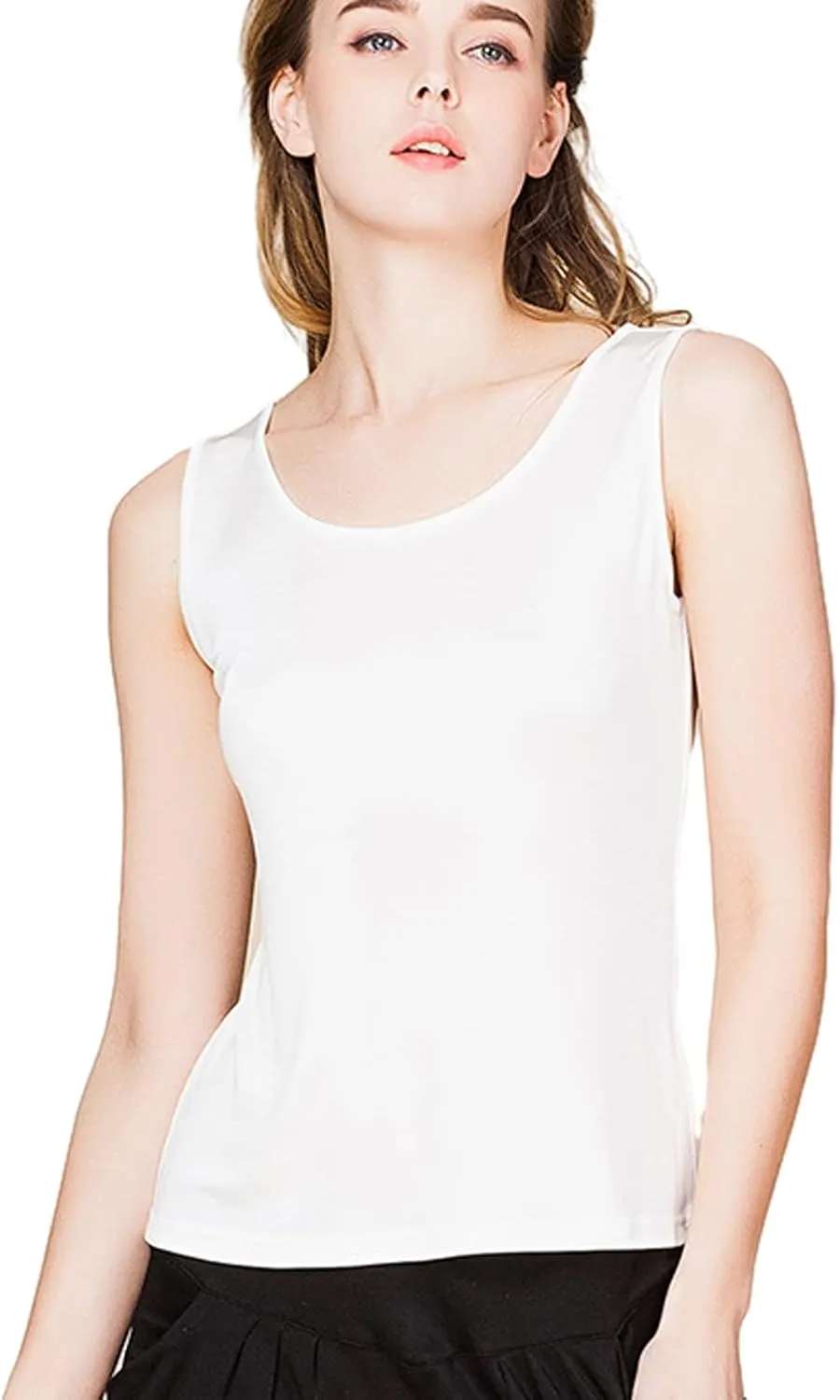 METWAY Womens Silk Tank Tops/Mulberry Silk Sleeveless Blouses/Summer Real Silk Sleeveless T-Shirt