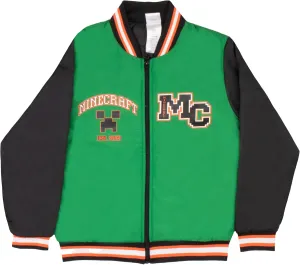 Minecraft Bomber Jacket for Boys, Zip-Up Graphic Print Varsity Jacket for Kids and Toddlers