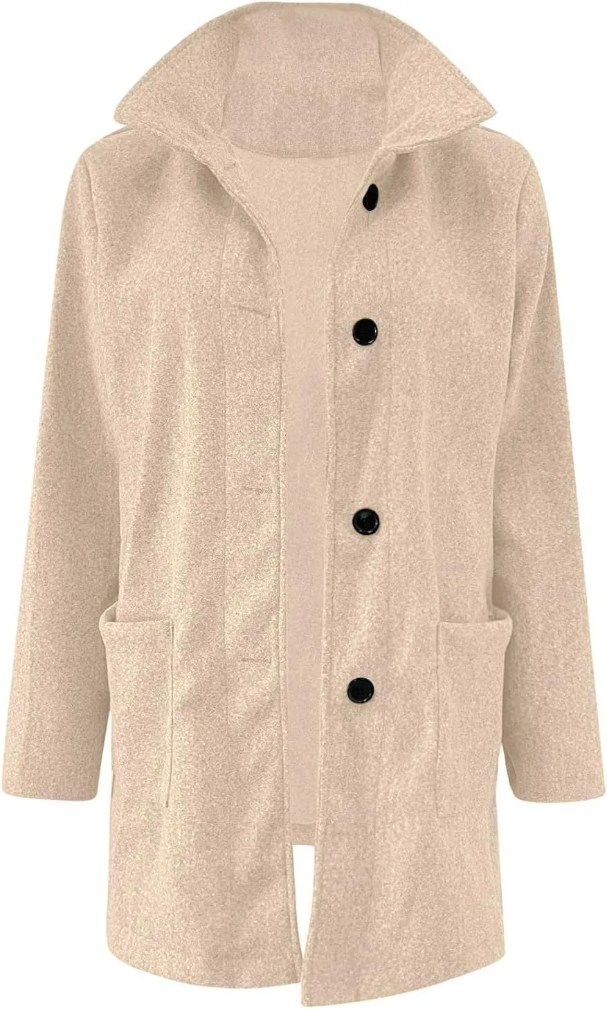 Mmoneyake Pea Coats for Women Single Breasted Stand Collar Casual Trench Coat Warm Winter Coats Wool Blazer Jacket Overcoat