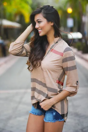 Mocha Plaid Top