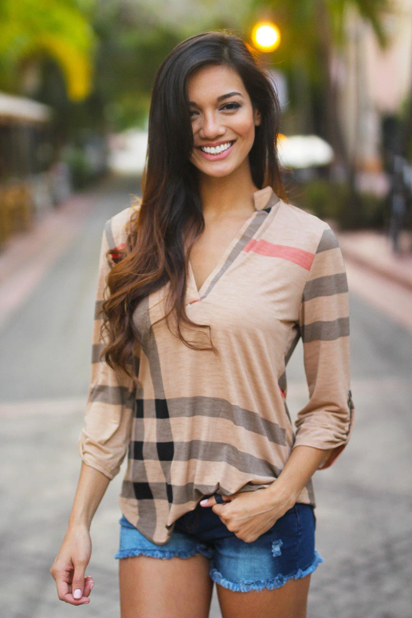 Mocha Plaid Top