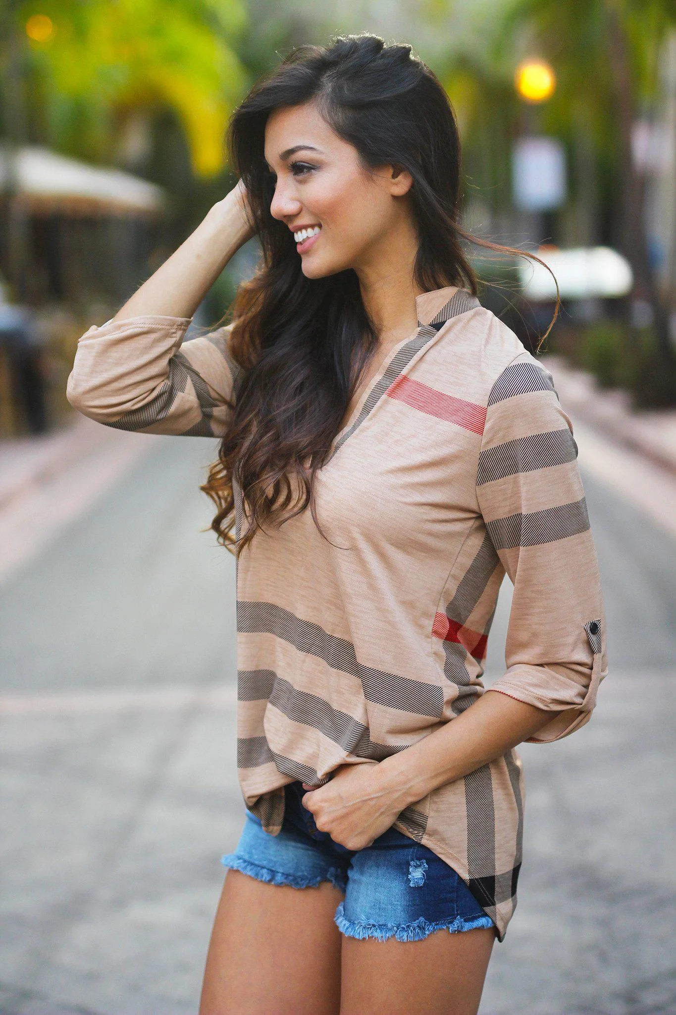 Mocha Plaid Top