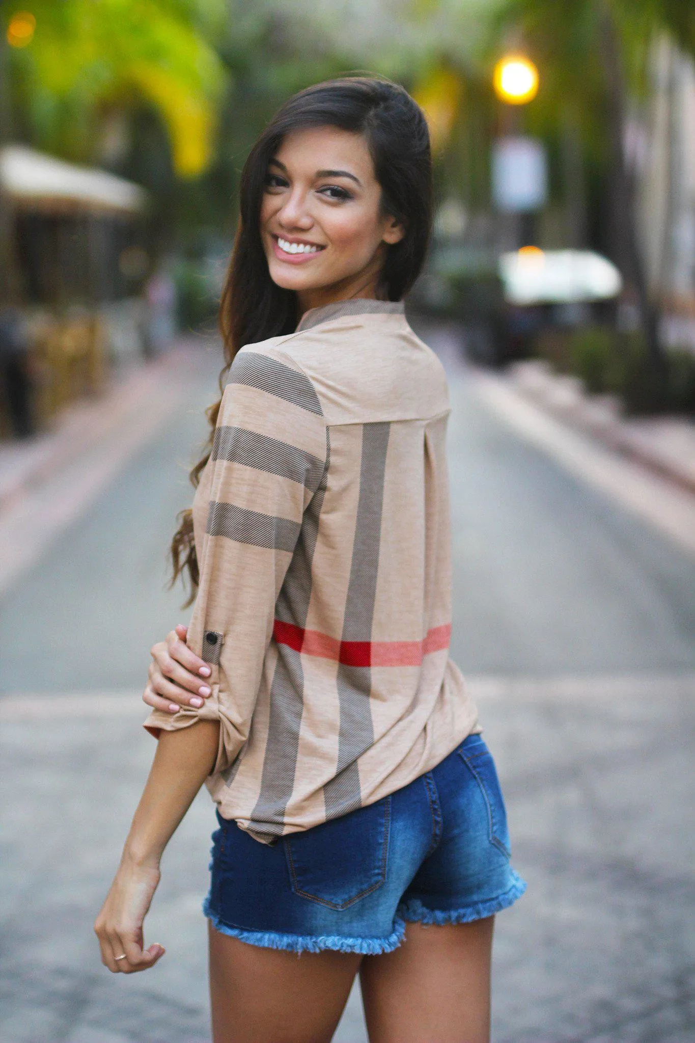 Mocha Plaid Top