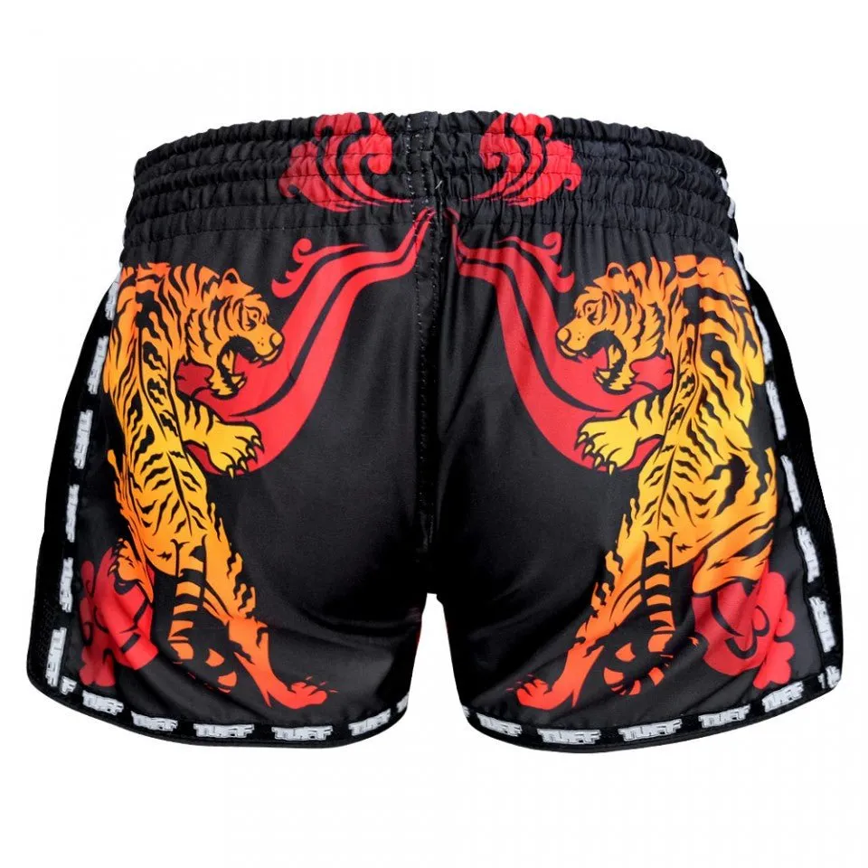 MRS303 TUFF Muay Thai Shorts Retro Style Black Cruel Tiger