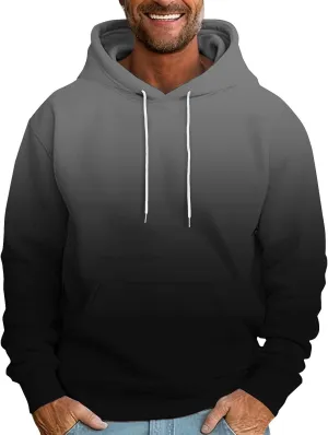Muscularfit Mens Hooded Sweatshirt Drawstring Long Sleeve Gradient Color Casual Pullover Shirt Gym Athletic Oversized Hoodie