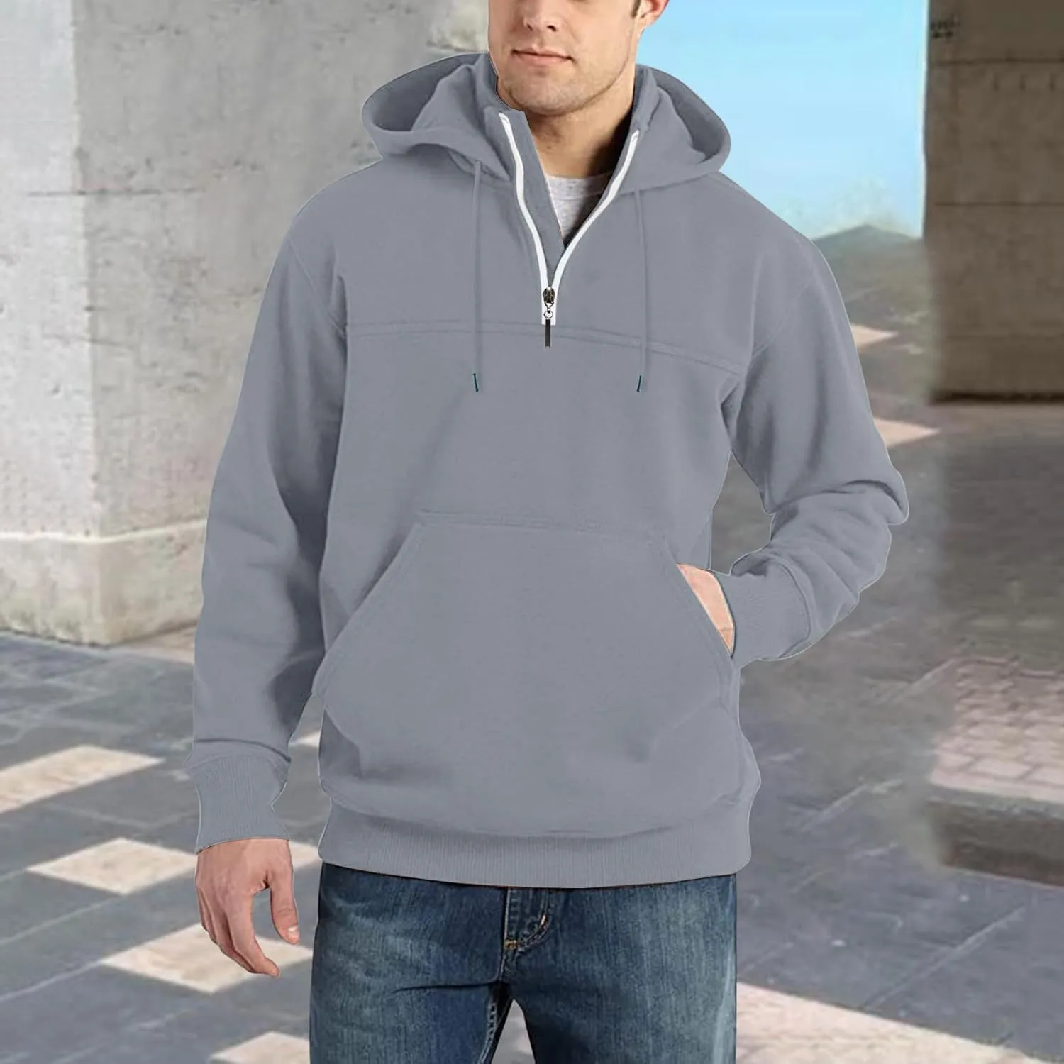 Muscularfit Mens Sweatshirt Hoodie Zip Up Lightweight Gym Athletic Sweatshirt Hooded Pullover Casual Long Sleeve Fall Hoodies
