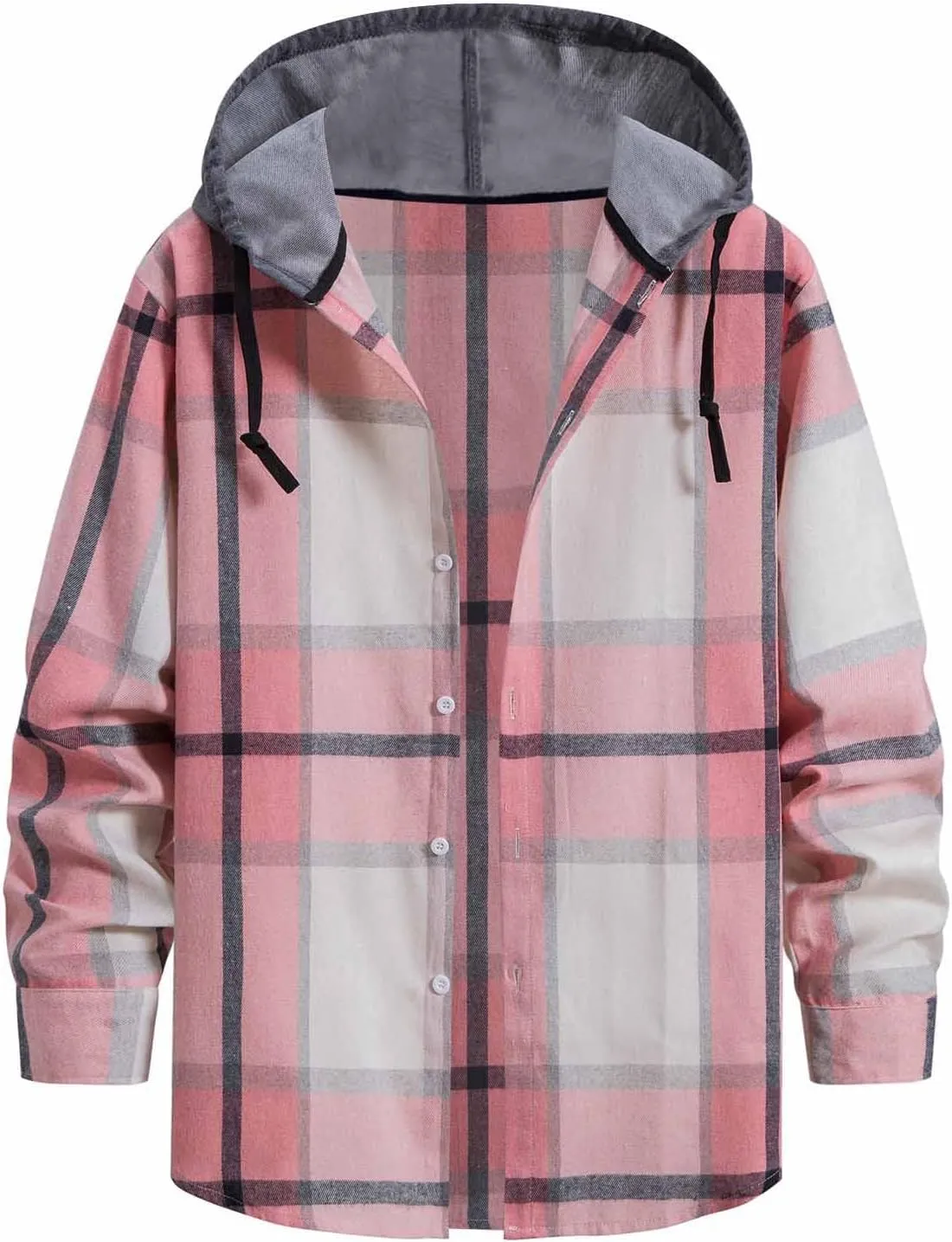 Muscularfit Mens Sweatshirt Plaid Button Shirt Causal Long Sleeve Lightweight Shirt Jacket With Hood Fall Winter Outwear Coat