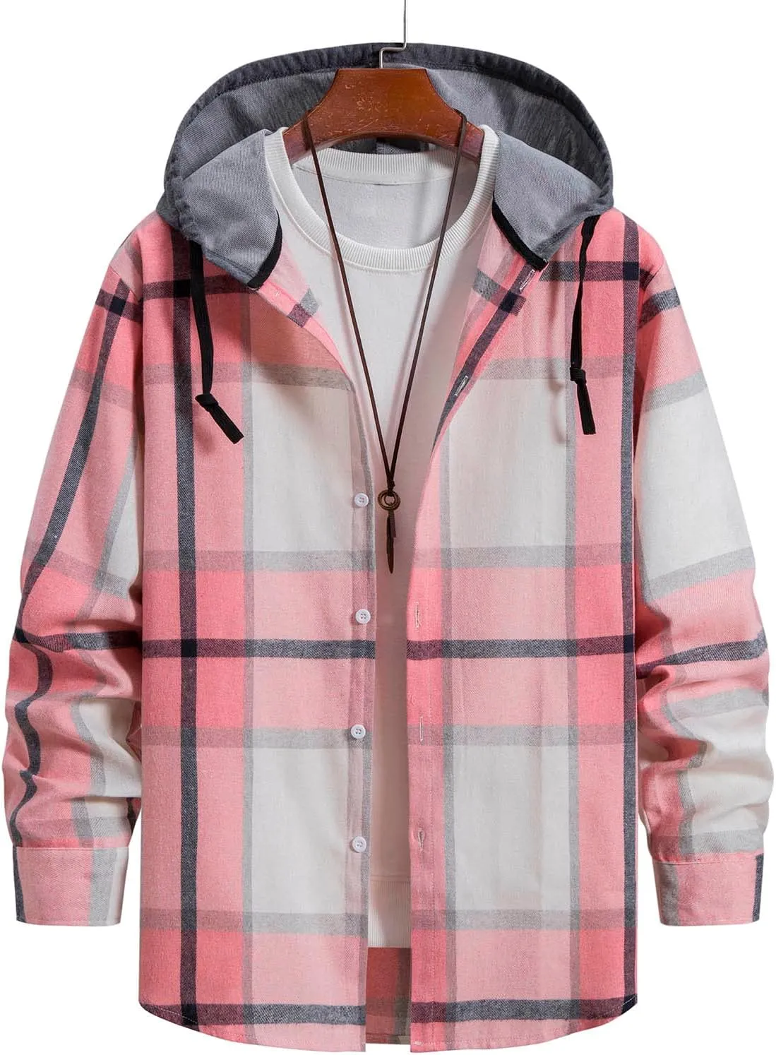 Muscularfit Mens Sweatshirt Plaid Button Shirt Causal Long Sleeve Lightweight Shirt Jacket With Hood Fall Winter Outwear Coat
