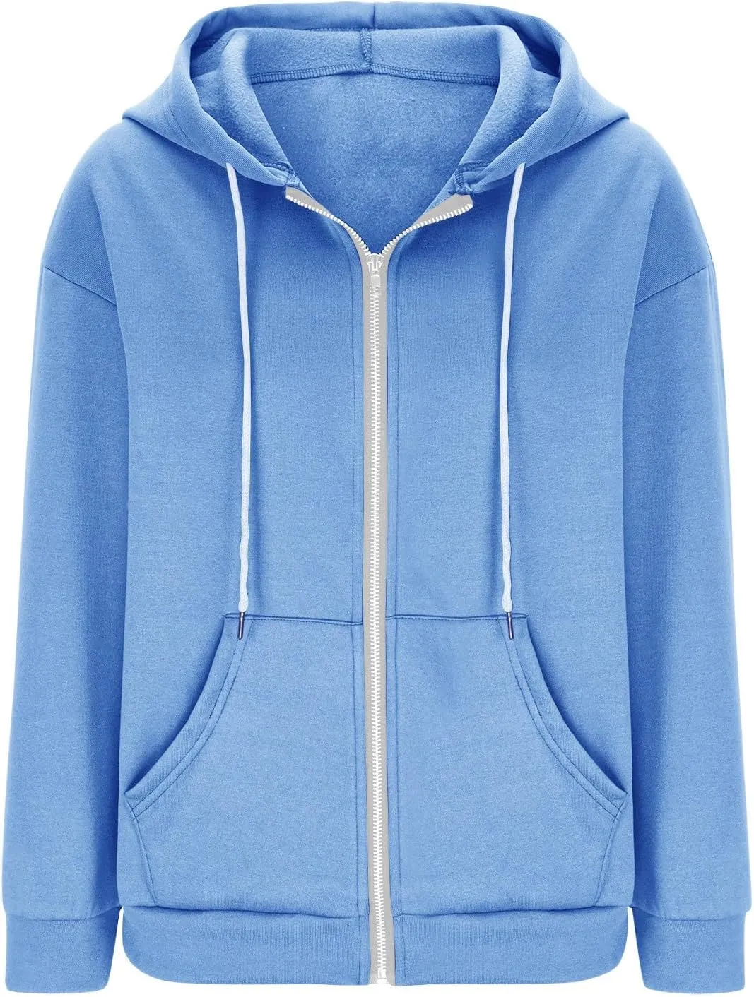 NaRHbrg Women's Full Zip Up Hoodie Long Sleeve Hooded Sweatshirts Thin Casual Hoodies Jackets Oversized Pullover with Pockets