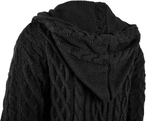 NIUBIA Womens Casual Long Sleeve Open Cardigan Warm Hooded Outwear Coat Cable Knit Long Cardigan Sweaters with Pockets