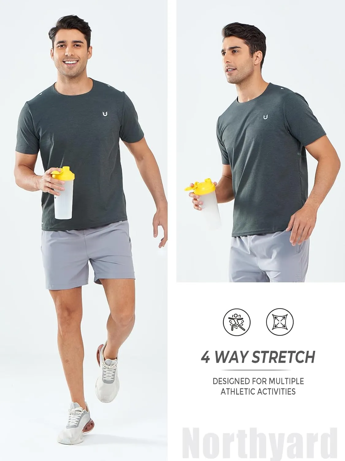 NORTHYARD Men's Workout Gym Shirts Quick Dry T-Shirts Running Athletic Short Sleeve Shirt for Men