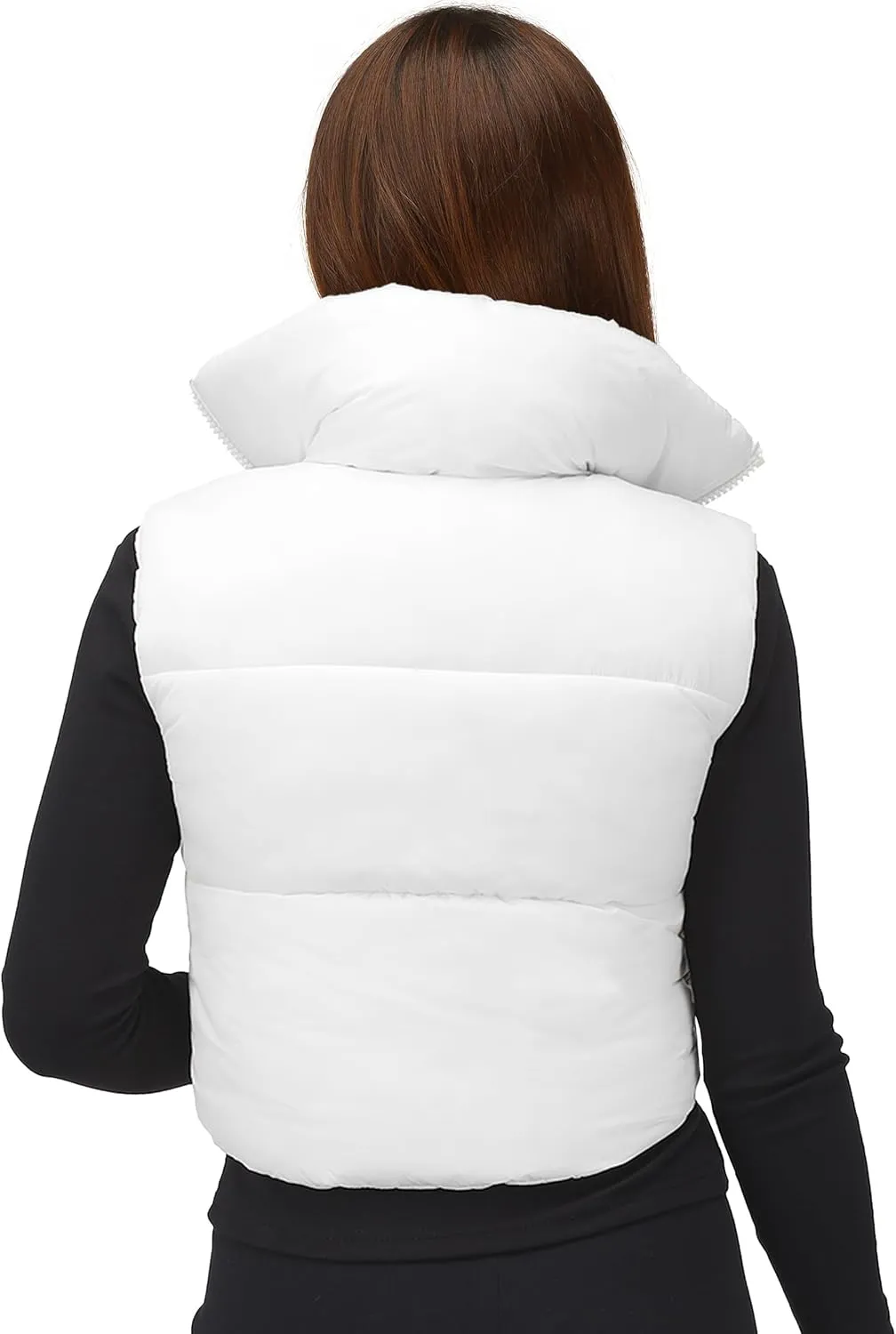 NY Threads Cropped Puffer Vest Women Lightweight Stand Collar Sleeveless Zip Up Winter Padded Gilet