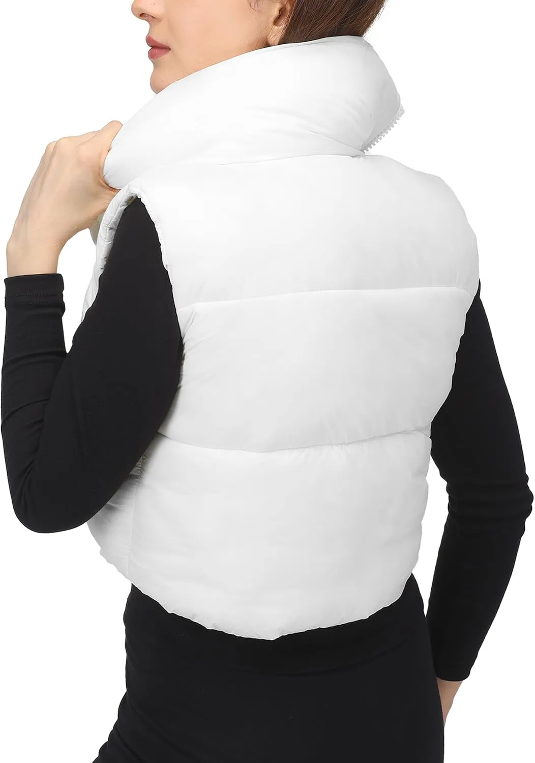 NY Threads Cropped Puffer Vest Women Lightweight Stand Collar Sleeveless Zip Up Winter Padded Gilet