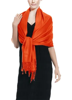 Orange Pashmina Shawl Wrap Scarf