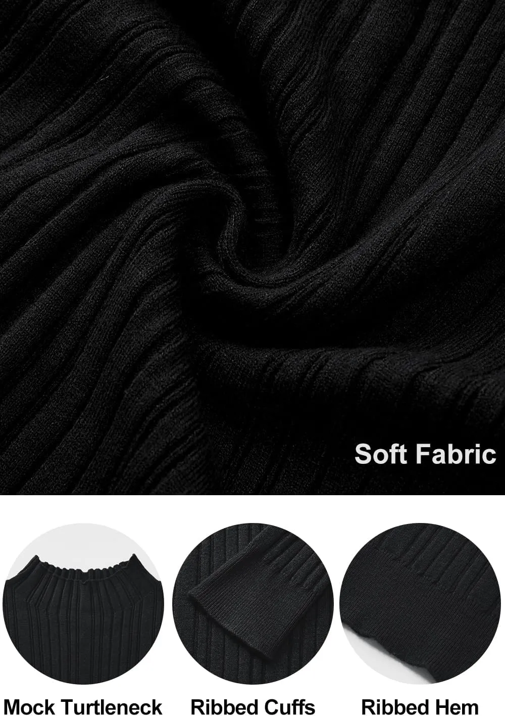 OUGES Womens 2024 Spring Summer Tops Basic Slim Fit Sweaters Turtleneck T Shirts Business Casual Outfits