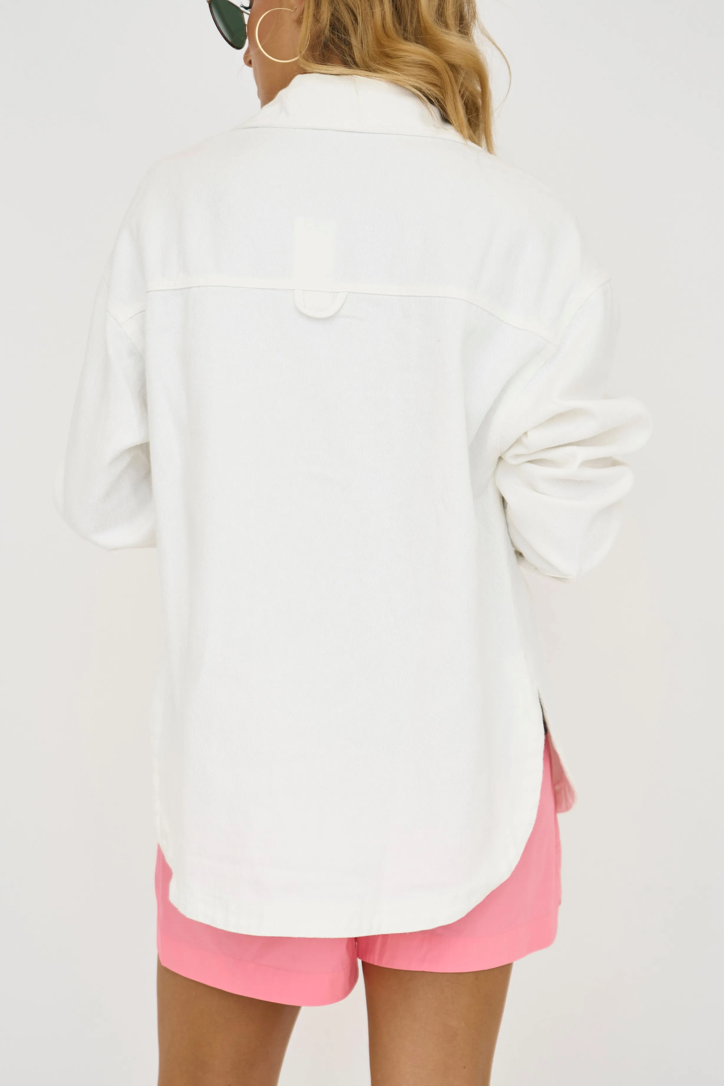 Oversized Denim Shacket in Ivory