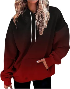 Oversized Hoodies for Women Plus Size Drawstring Sweatshirt with Pocket Loose Pullover Long Sleeve Travel Clothes