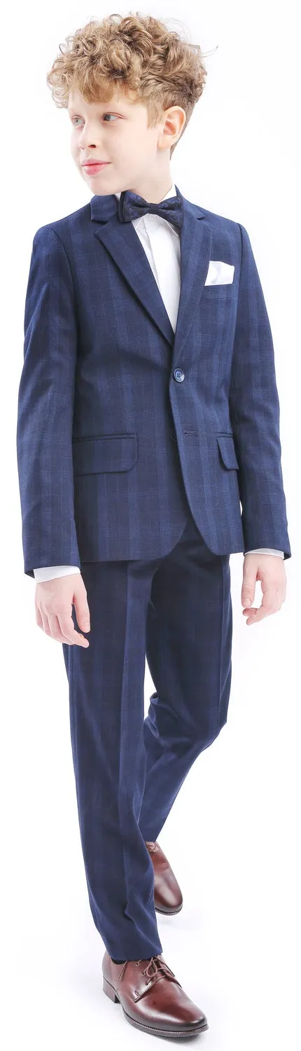 Peter Navy Check Boys Suit