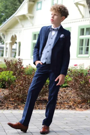 Peter Navy Check Boys Suit