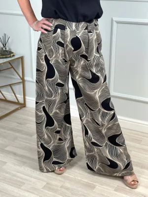 Phoebe Wave Print Wide Leg Trousers sized 8-16 NO RETURNS ON SALE ITEMS