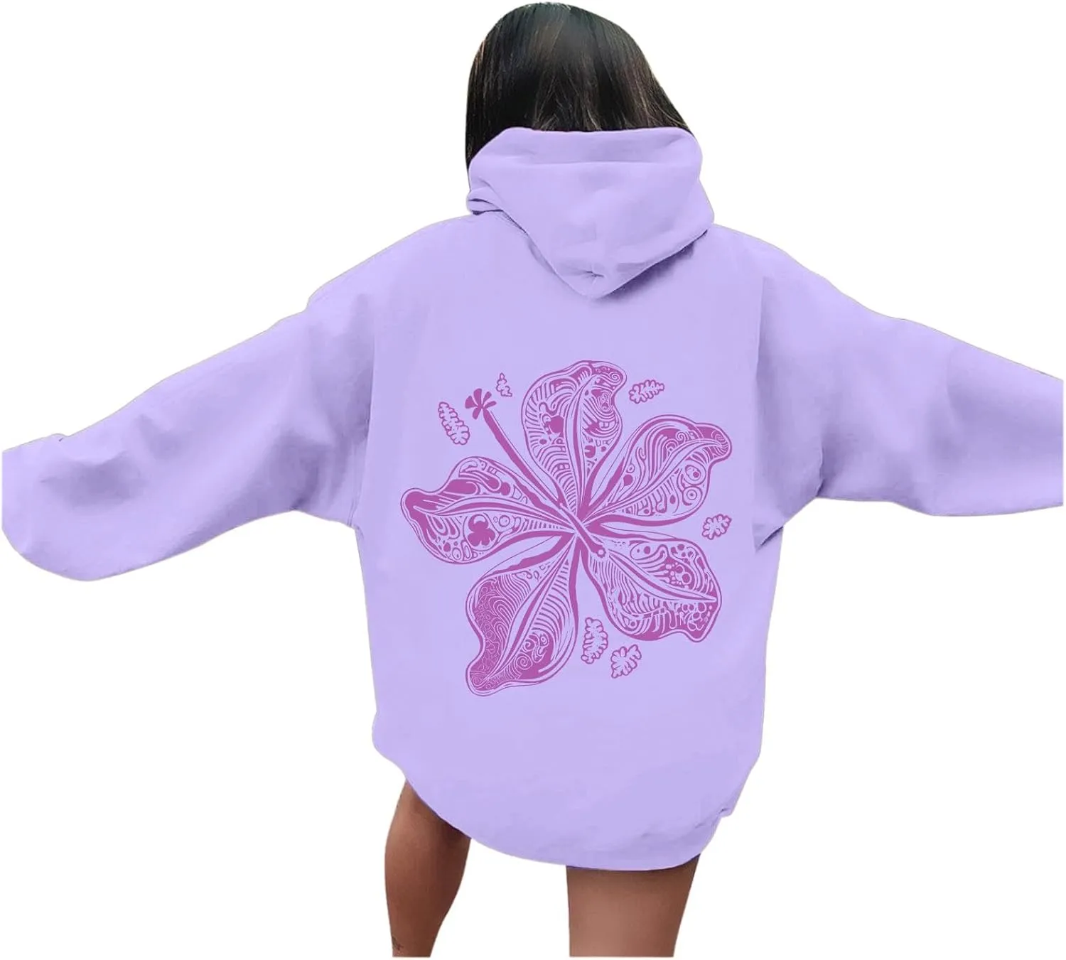 Pink Graphic Hoodie for Women Cute Preppy Sweatshirt Long Sleeve Pink Puff Graphic Pullover for Teen Girls