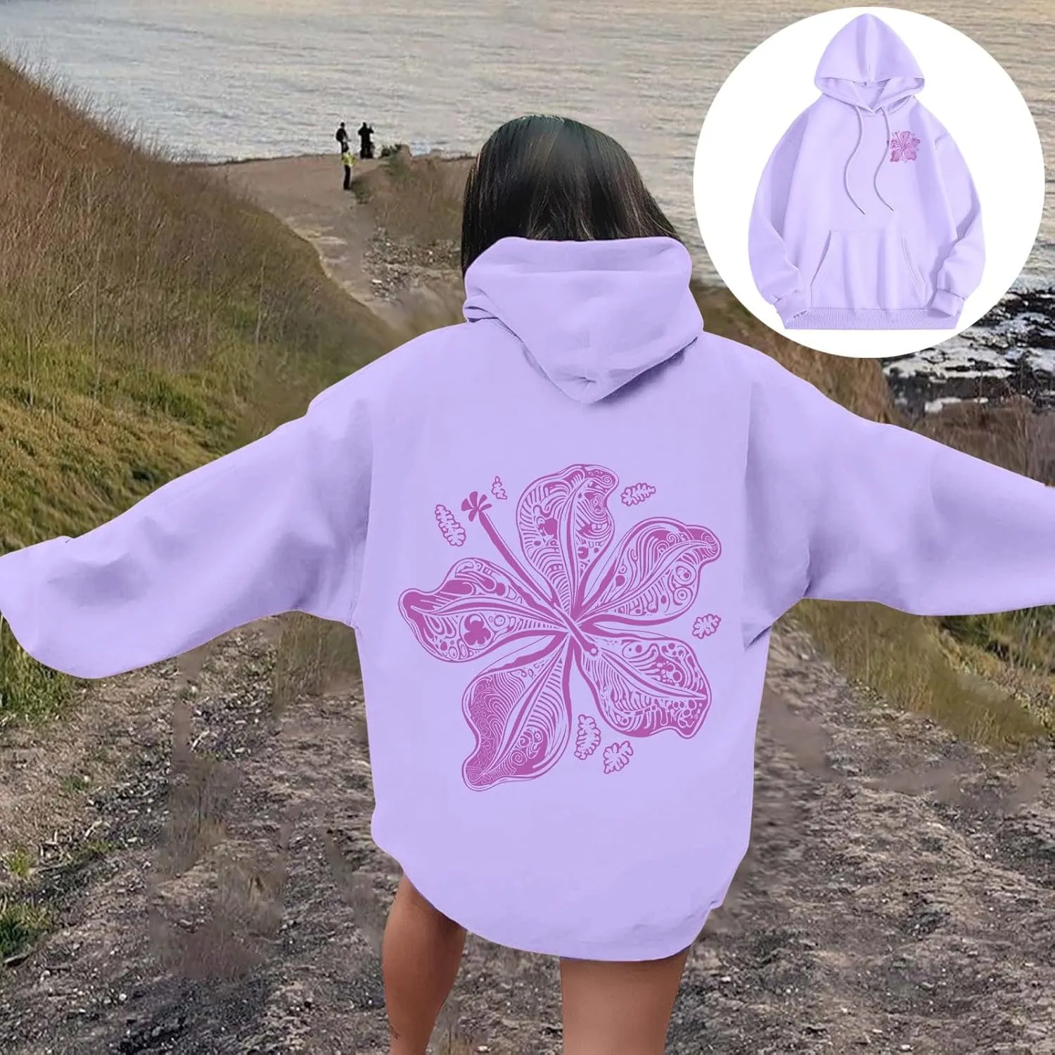 Pink Graphic Hoodie for Women Cute Preppy Sweatshirt Long Sleeve Pink Puff Graphic Pullover for Teen Girls