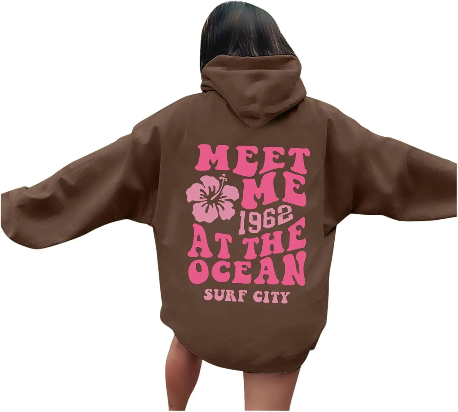 Pink Oversized Hoodie - Unisex Adult Clothing - Active Individuals - Sweatshirt - Long Sleeve - with Pockets