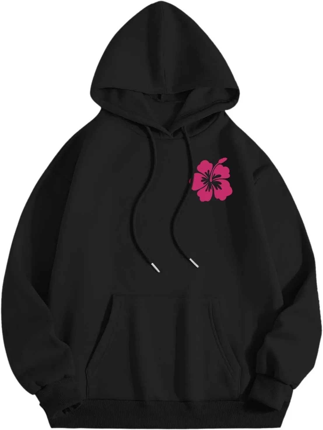 Pink Puff Hoodies for Womens Teen Girls Cute Graphic Hoodie Y2k Oversized Preppy Pullover Sweatshirts Tops with Pocket