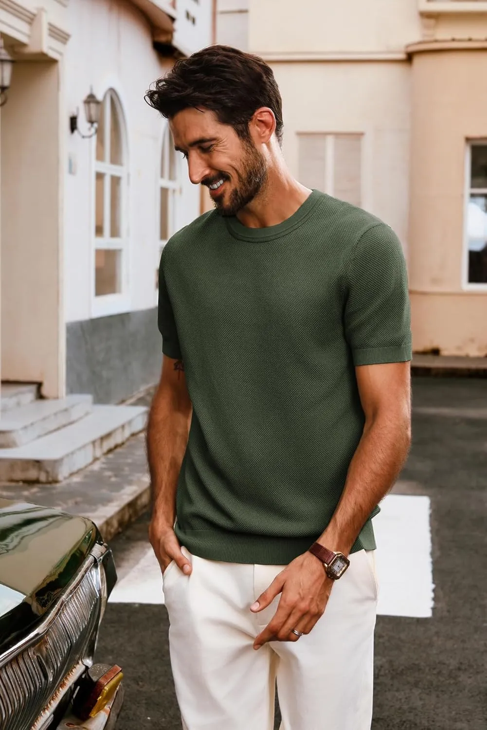 PJ PAUL JONES Mens Casual T-Shirts Classic Short Sleeve Knit Tees Crewneck Solid Tee Shirts