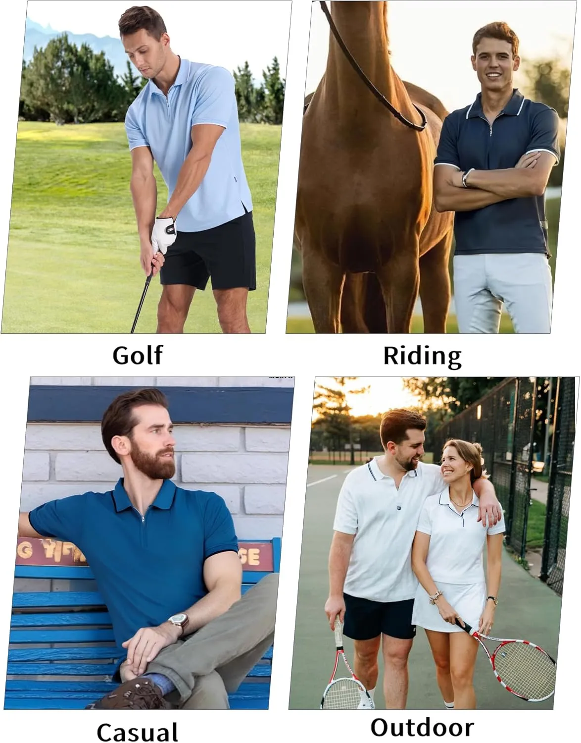 Polo Shirts for Men Zipper Moisture Wicking Golf Shirts Short Sleeve Casual Quarter Zip Polo T Shirt