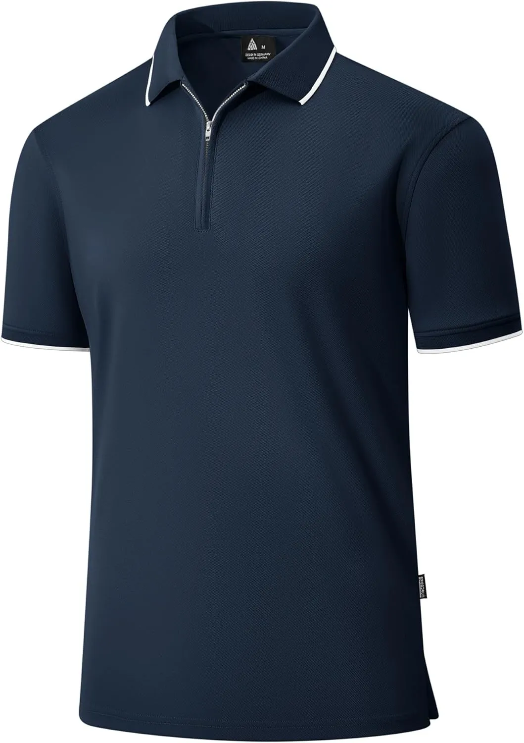 Polo Shirts for Men Zipper Moisture Wicking Golf Shirts Short Sleeve Casual Quarter Zip Polo T Shirt