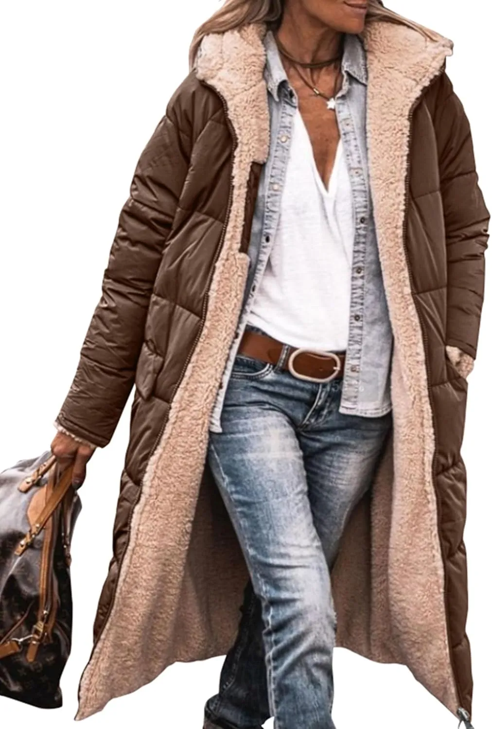 PRETTYGARDEN Women's 2025 Winter Fashion Clothes Oversized Shearling Fleece Long Coats Jackets