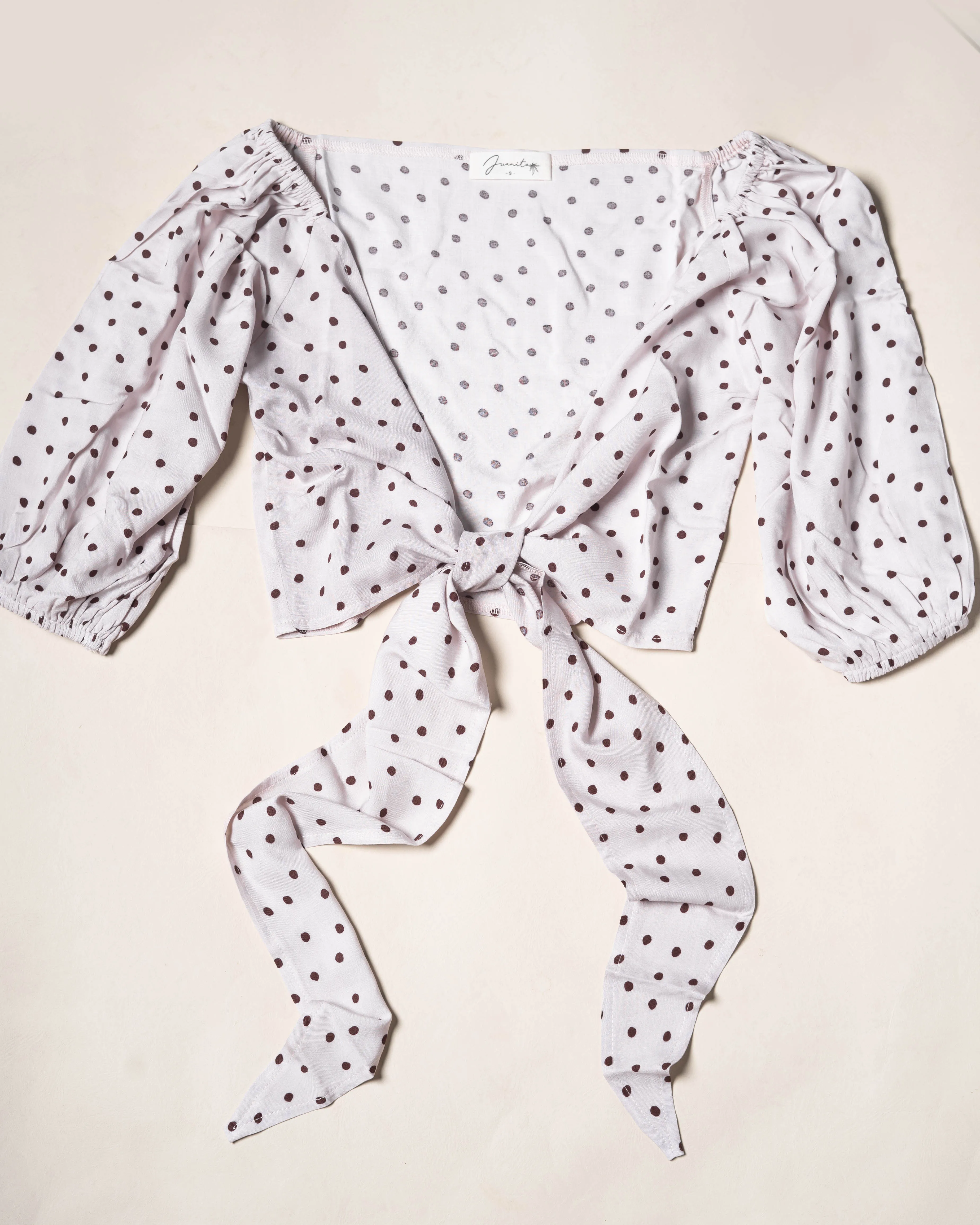 Puff Crop and Knot It Top Baby Pink Polka