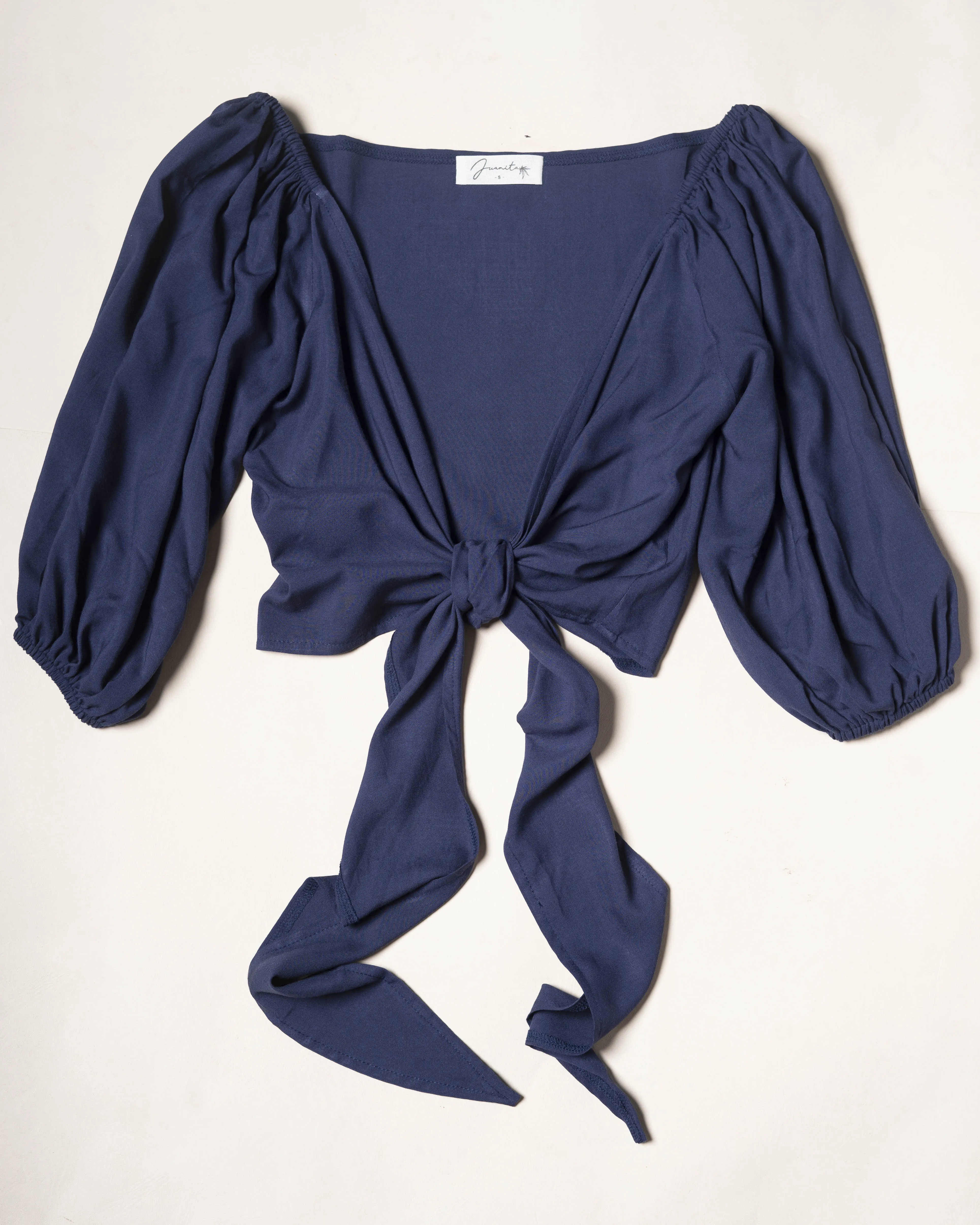 Puff Crop and Knot It Top Navy Blue