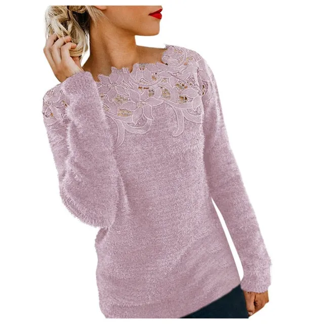 Pullovers Female Long Sleeve Winter Jumper Slim Casual Tops Warm Knitwear