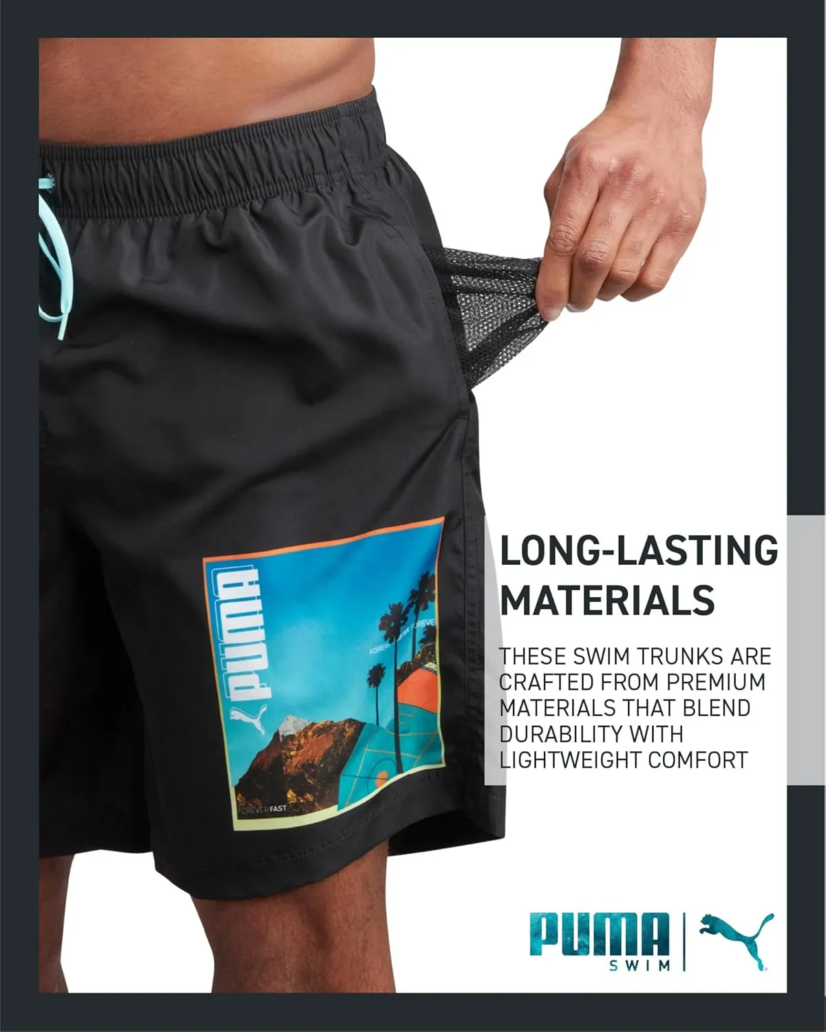 PUMA Men's Bathing Suit - 2 Pack Quick Dry Swimsuit Trunks with Mesh Compression Liner - 8" Inseam Swimwear (S-XL)