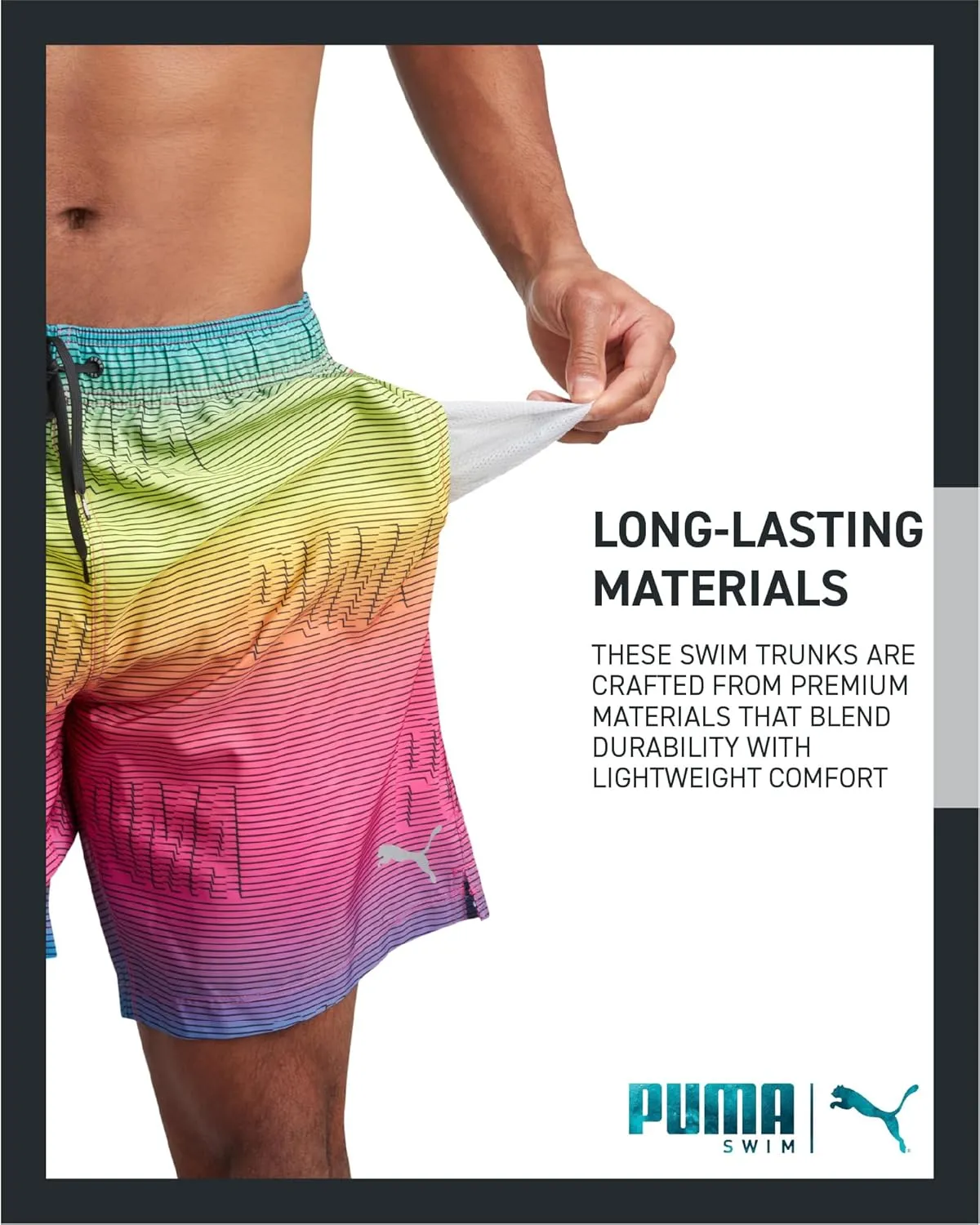 PUMA Men's Bathing Suit - 2 Pack Quick Dry Swimsuit Trunks with Mesh Compression Liner - 8" Inseam Swimwear (S-XL)
