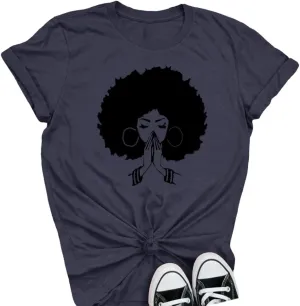 Qianxitang Women's Tops Cute Graphic Print Summer Causal Cotton Round Neck Short Sleeve Blouses T Shirt