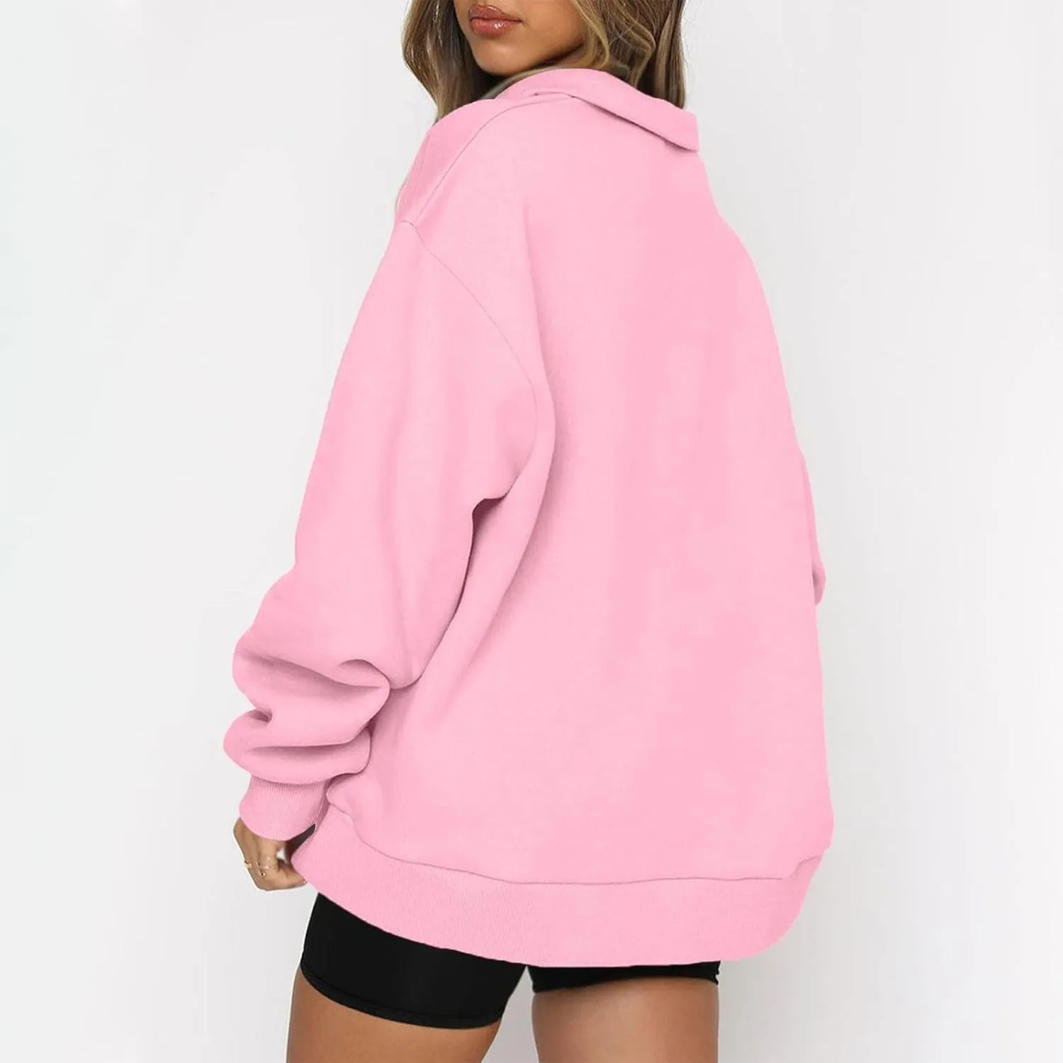 Quarter Zip Pullover for Women Fall Long Sleeve Sweaters Drop Shoulder Y2k Half Zip Blouses Casual Sweatshirt