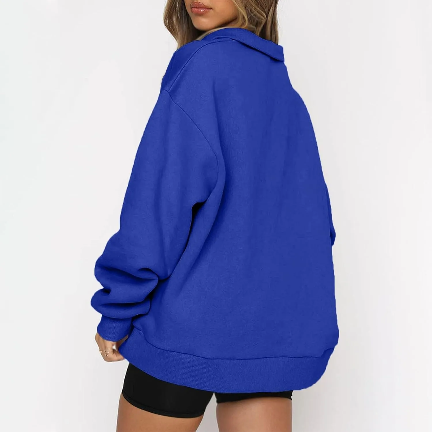 Quarter Zip Pullover for Women Fall Long Sleeve Y2k Clothes Drop Shoulder Blouses Casual Sweaters Half Zip Sweatshirt