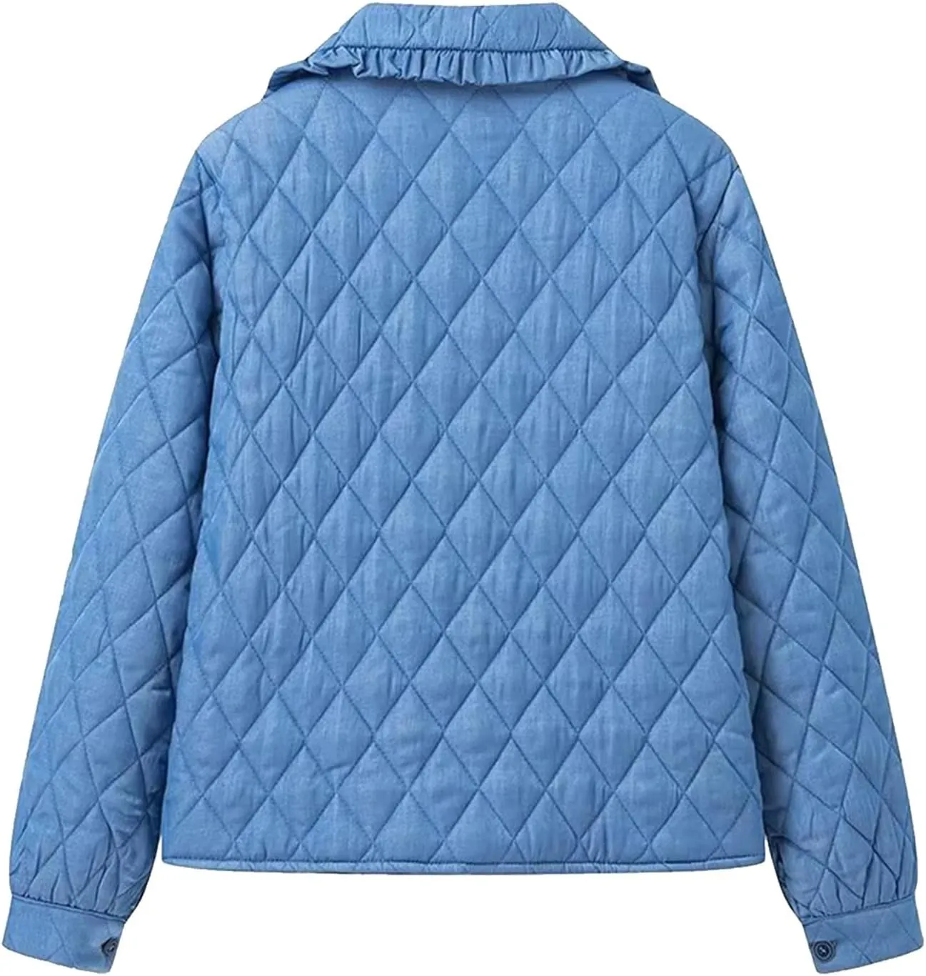Quilted Jackets for Womens Lightweight Cropped Puffer Coat Casual Long Sleeve Down Jacket with Pockets