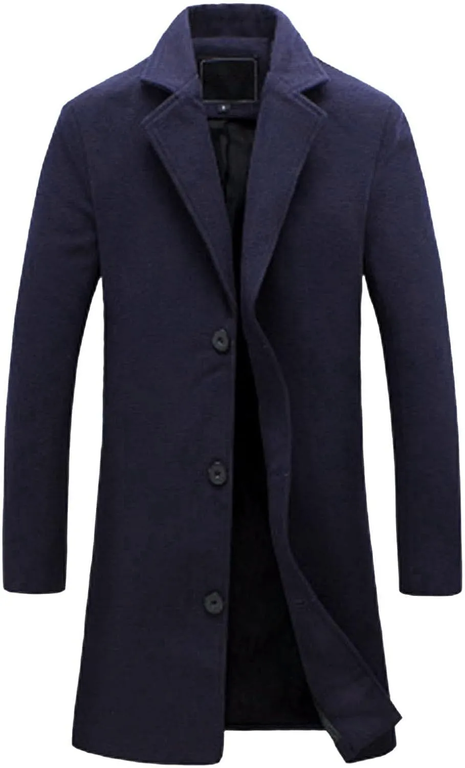 QWENTMTNTY Mens Wool Blend Single Breasted Notched Lapel Trench Coat Oversized Winter Coats Business Casual Wool Jackets