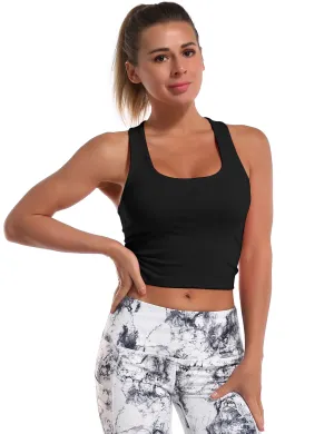 Racerback Athletic Crop Tank Tops black_Golf