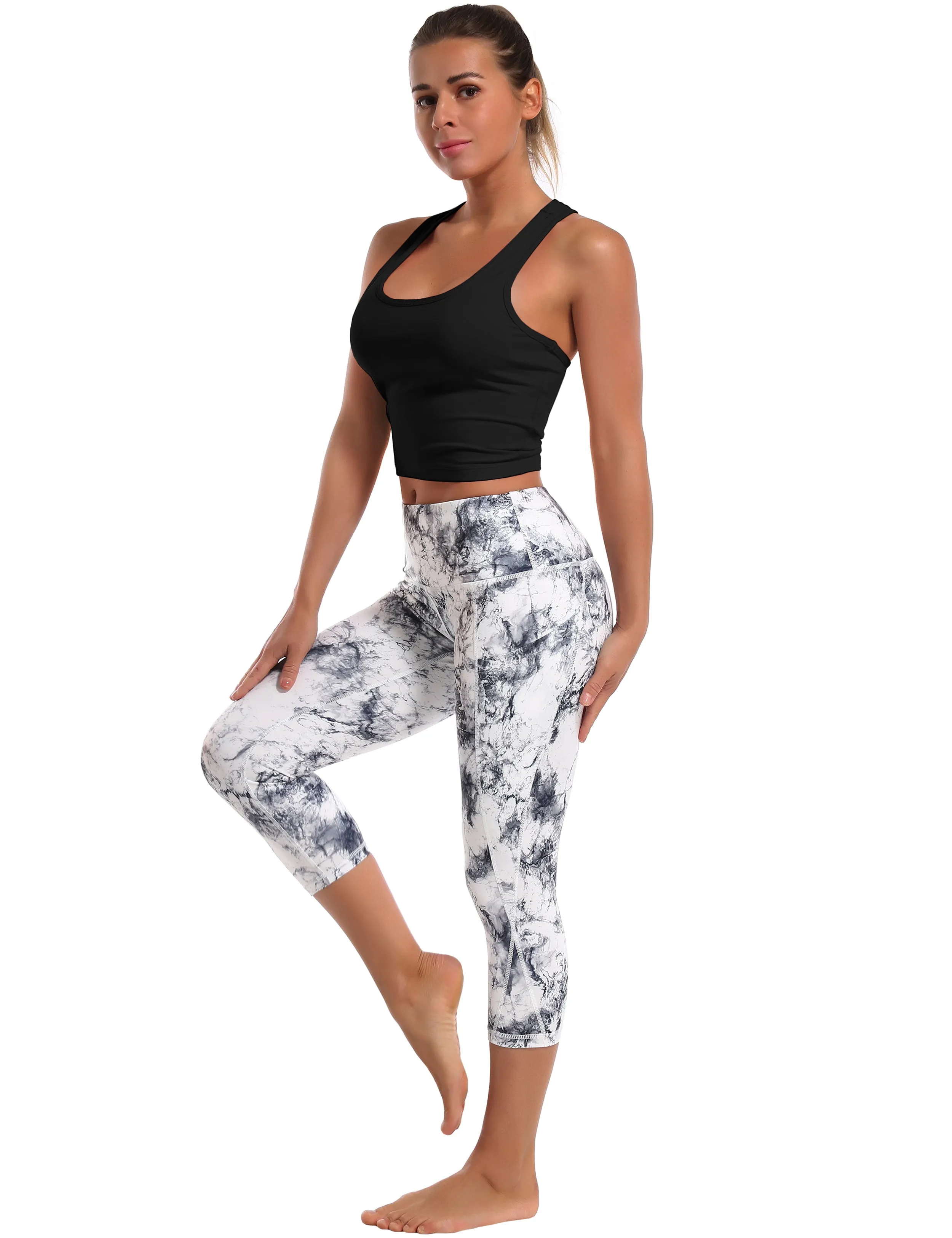 Racerback Athletic Crop Tank Tops black_Golf
