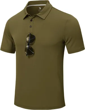 Rdruko Men's Golf Polo Shirt Short Sleeve Moisture Wicking Shirts Collared Outdoor UPF 50  Pique Jersey Shirts