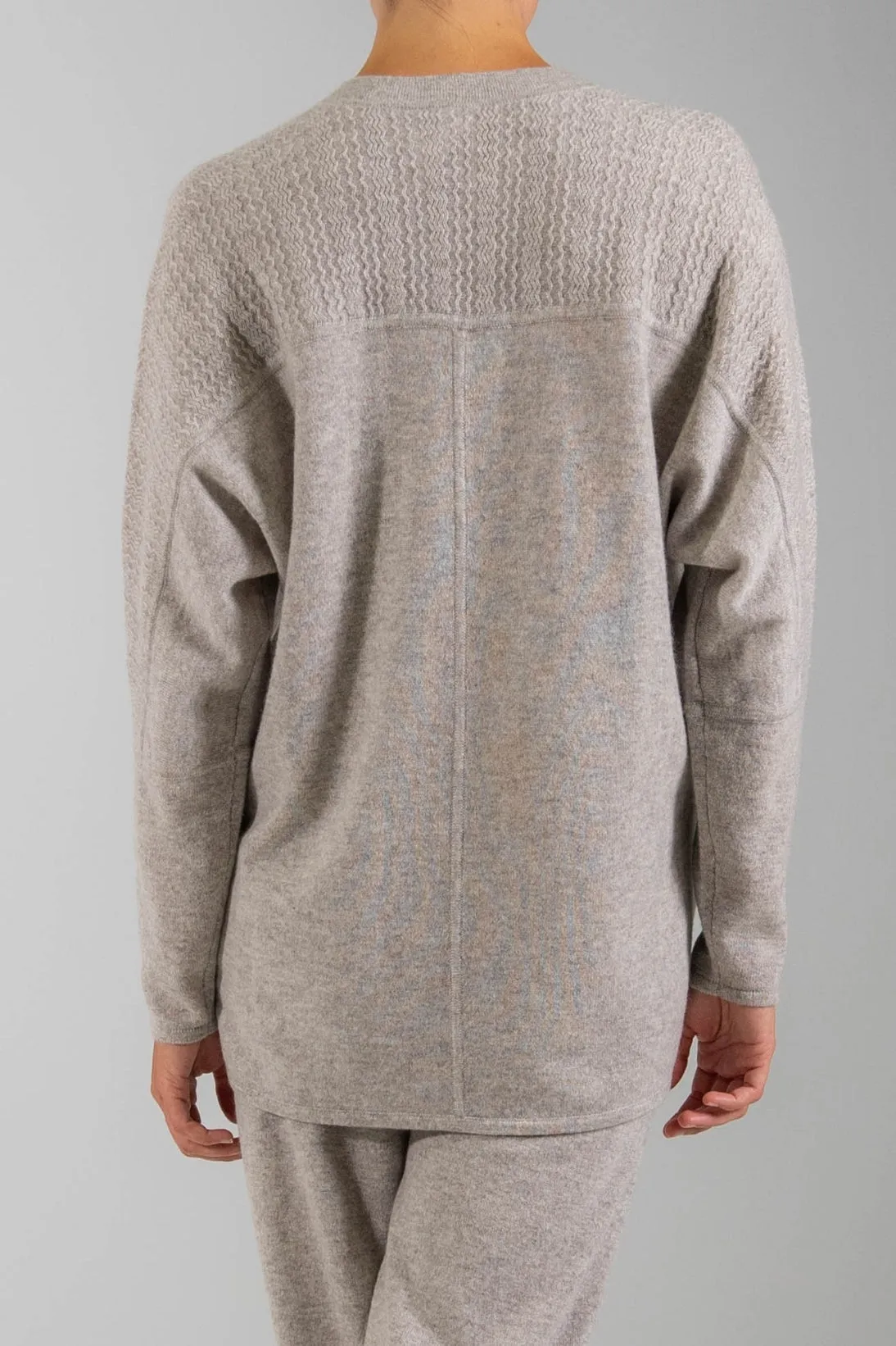 RECYCLED CASHMERE TEXTURED SLEEVE DOLMAN SWEATER