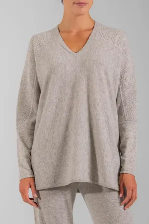 RECYCLED CASHMERE TEXTURED SLEEVE DOLMAN SWEATER