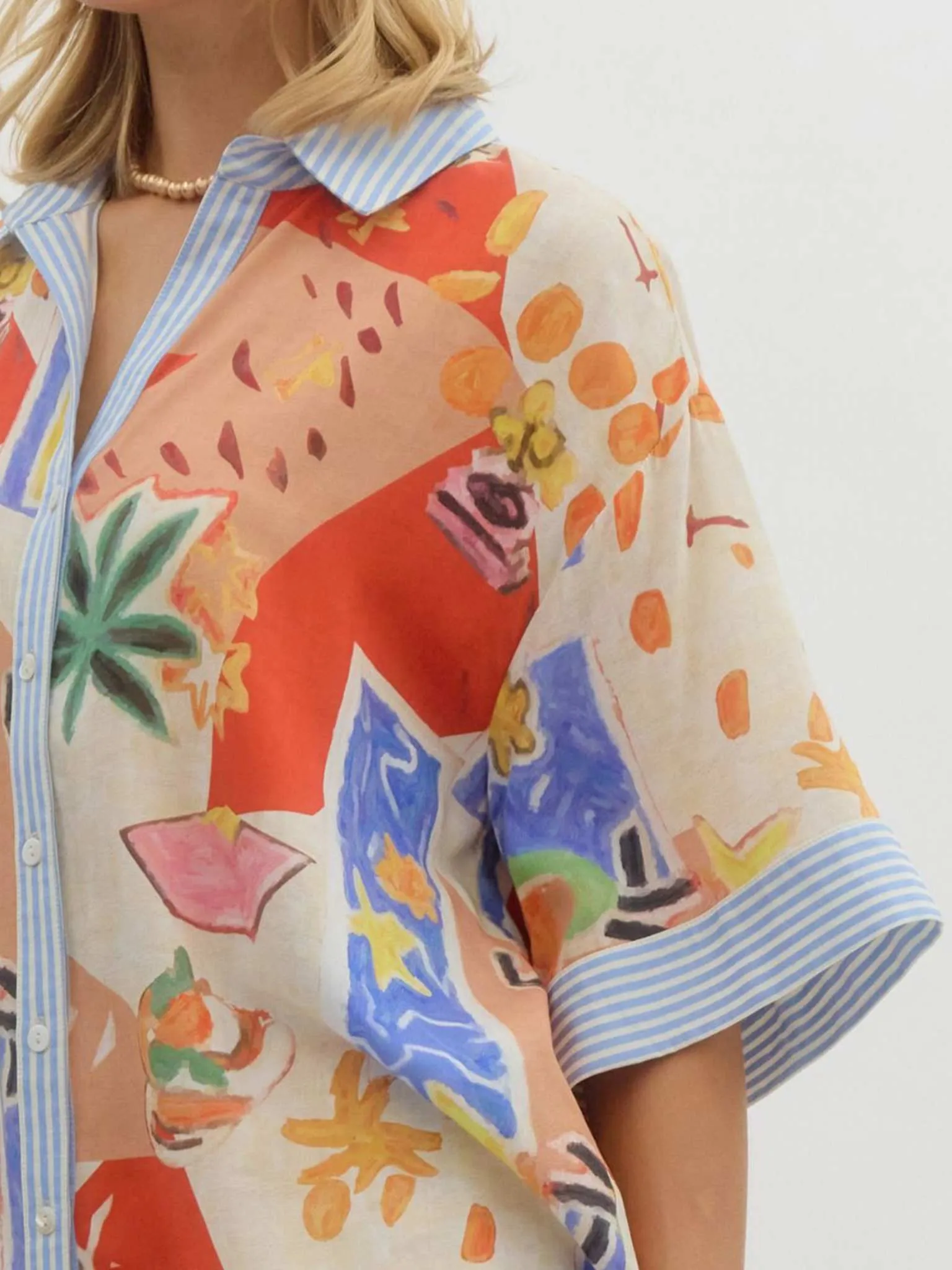 Resort Pattern Oversized Top