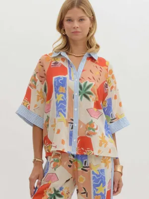 Resort Pattern Oversized Top