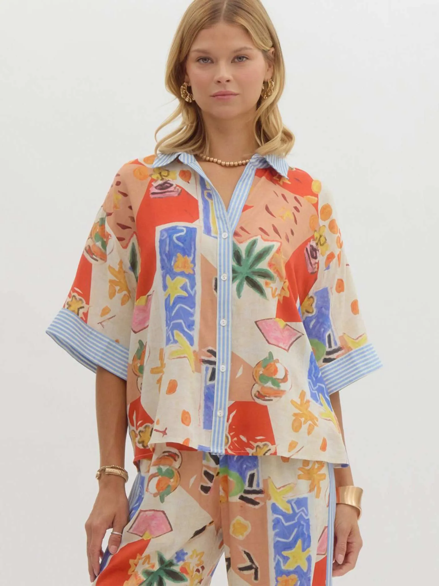 Resort Pattern Oversized Top